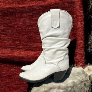 🌻DINGO White Leather Western Cowgirl Slouch Boots Size 6